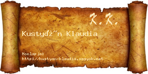 Kustyán Klaudia névjegykártya